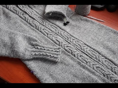 Видео: Кардиган спицами. Реглан сверху. Часть 5. Манжеты. Фигурная резинка.