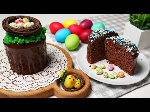 Видео: Шоколадный КУЛИЧ на ПАСХУ. Пасхальный кулич на молоке с вяленой вишней и шоколадной глазурью.