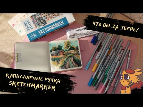 Видео: КАПИЛЛЯРНЫЕ РУЧКИ SKETCHMARKER - ЧТО ВЫ ЗА ЗВЕРЬ? + скетч деревенского домика