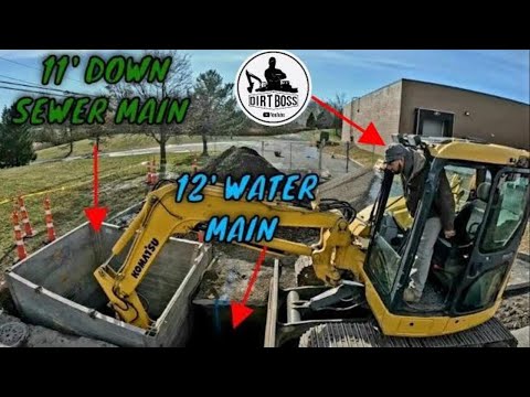 Видео: Установка канализационной магистрали WYE. Глубоко в траншее.