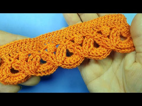 Видео: Удивительная рельефная кайма крючком - Лучшие узоры вязания Crochet border