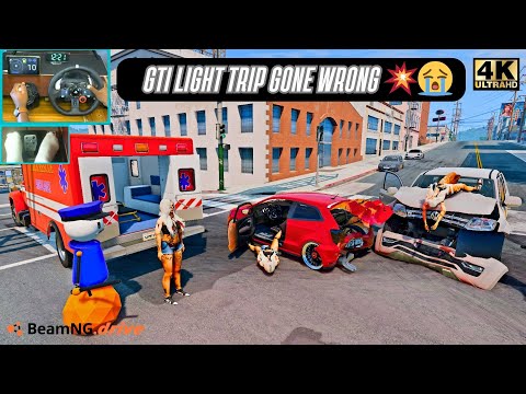 Видео: Пошёл покупать фары GTI для брата, но попал в серьёзную аварию 😭 | Polo Convoy BeamNG Logitech G29
