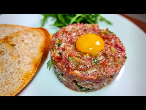 Видео: Тартар из говядины | Французская закуска из сырого мяса