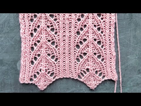 Видео: Вертикальный ажурный узор для вязания палантина, косынки, джемпера
