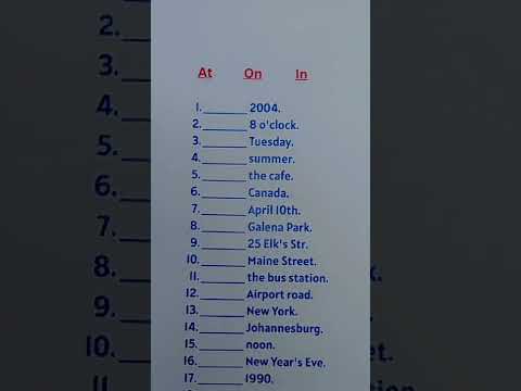 Видео: Упражнение по английской грамматике — предлоги времени и места | Изучаем английские предлоги