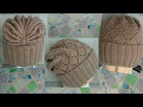 Видео: Шапка круговыми спицами, с присборенном затылком.