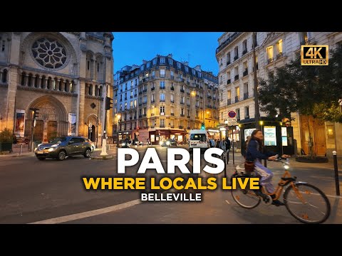 Видео: ПАРИЖ В 19:00: Сумеречная Прогулка от Бельвиля до Сент-Март  - Местный Колорит 4K