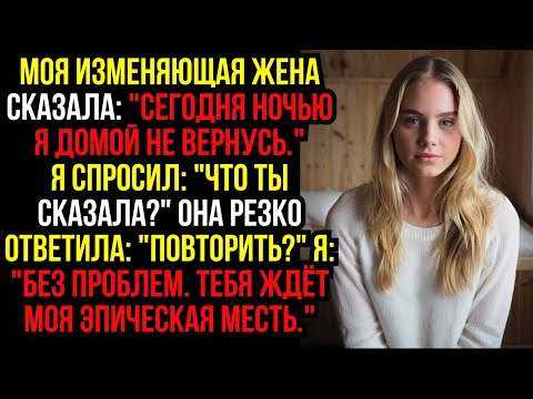 Видео: Моя Изменяющая Жена Сказала: "Сегодня Ночью Я Домой Не Вернусь." Я Спросил: "Что Ты Сказала?"....