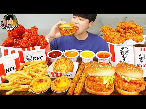 Видео: ASMR MUKBANG | Хрустящая жареная курица KFC, Чизбургер, сырная палочка рецепт ! принимать пищу