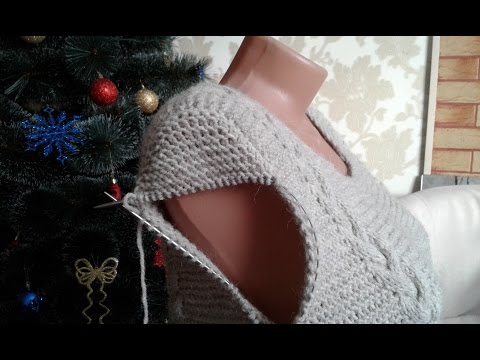 Видео: Платье спицами (платочная вязка + косы). Часть 7. Имитация вшивного рукава.