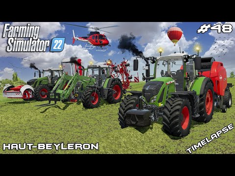 Видео: Получение тюков сена с помощью оборудования KUHN | Животные на О-Бейлероне | Farming Simulator 22...