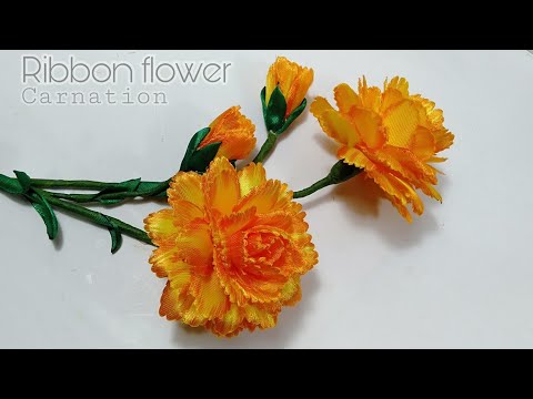 Видео: сделай сам | Как легко сделать цветок из атласных лент | гвоздика лента цветок