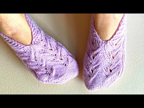 Видео: Ажурные тапочки/следки. Легко и просто #knittingtutorialforbeginners #knittingsocks #вязаныеноски