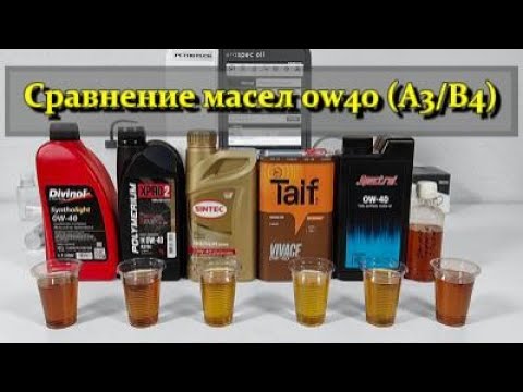 Видео: Сравнение масел 0w40 A3/B4 (Divinol, Polymerium, Sintec, Taif, Spectrol, Motul).