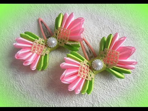 Видео: Бантики из лент канзаши, мк