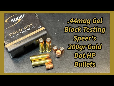 Видео: Гелевые блоки .44mag. Тестирование пули Speer 200gr Gold Dot HP в прозрачных баллистических гелев...