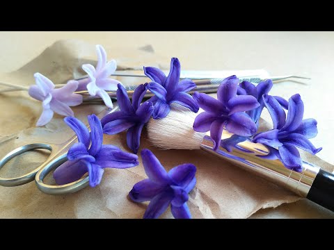 Видео: Гиацинт  Часть 1- лепим цветок из полимерной глины Hyacinth Part 1- we sculpt a flower