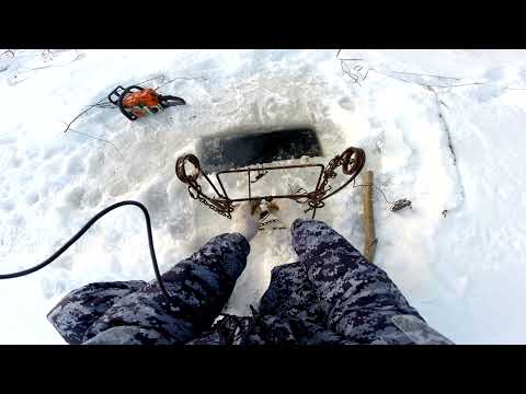 Видео: Поход  на буране, установка капкана КП 250 под лёд.