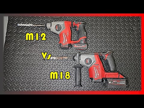Видео: Milwaukee 2908 против 2508 (перфораторы M18 против M12 с топливом SDS)