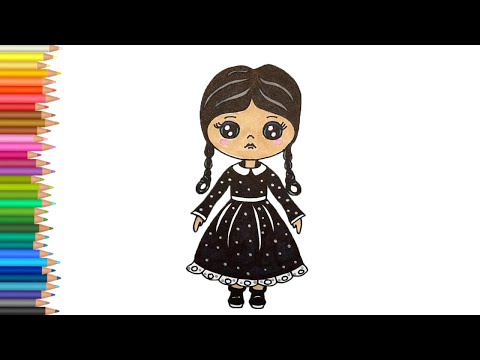 Видео: Как нарисовать Уэнсдей Аддамс/How to draw Wednesday Addams