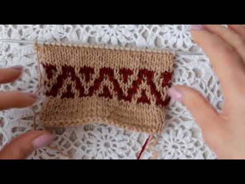 Видео: Узоры спицами. 01Ленивый жаккард