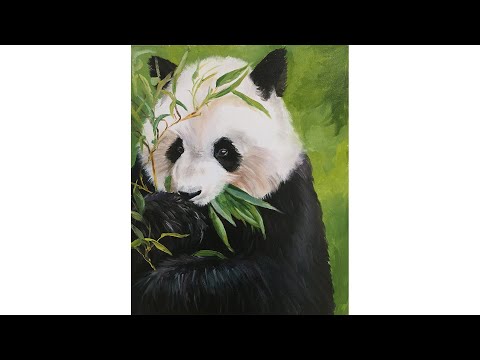 Видео: Милый панда, холст 50х40, масло