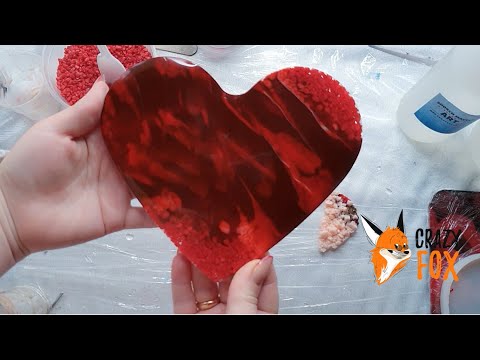 Видео: Как сделать СЕРДЦЕ из КРАСНОГО МРАМОРА  эпоксидной смолой!? | Crazy Fox Art