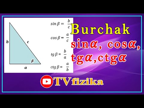 Видео: Burchak sin, cos, tg, ctg. ГЕОМЕТРИЯ. Синус, косинус, тангенс, котангенс.