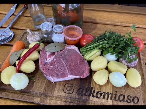 Видео: АЗУ по татарски в казане на костре beef with pickles #АЗУ #говядина #азу #казан