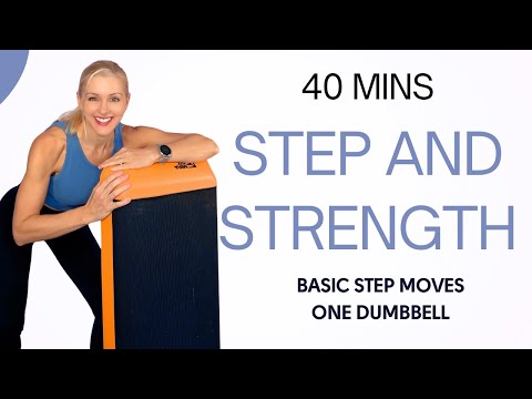 Видео: Степ-тренировка с отягощениями | 40-минутная низкоинтенсивная кардио- и силовая тренировка