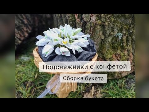 Видео: Подснежники с конфетой. Сборка букета.