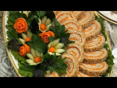 Видео: Закусочный РУЛЕТ На Праздничный Стол! Куриный рулет