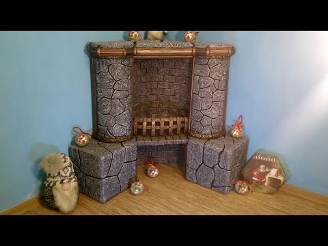 Видео: Камин угловой из картона. Corner fireplace made of cardboard.