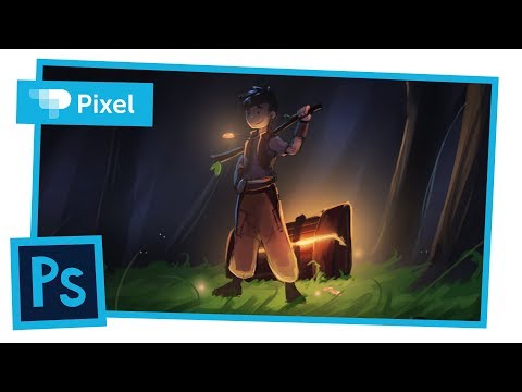 Видео: Рисуем парня в лесу в Adobe Photoshop | уроки для новичков