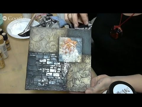 Видео: Абстрактная композиция, панно микс медиа Mixed Media: видео МК Натальи Жуковой Декупаж рельеф фольга