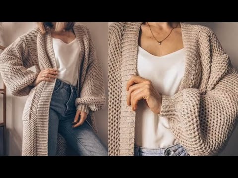 Видео: Супер кардиган очень красивым узор спицами.