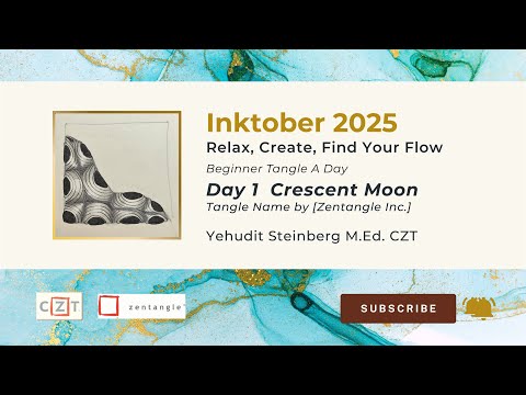 Видео: Inktober 2025 Zentangle • День 1: Полумесяц (для начинающих) | Путешествие по лабиринту