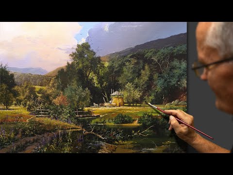 Видео: Подготовка к осени / Пейзаж акрилом / Летний пейзаж. Виктор Юшкевич. #101