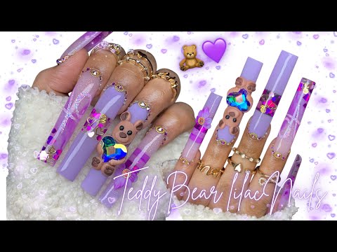 Видео: ФРИСТАЙЛ НОГТЕЙ СИРЕНЕВОЙ ВАЛЕНТИНКОЙ 🧸💜💌|КАК СДЕЛАТЬ 3D ПЛЮШЕВОГО МИШКУ 🐻 💌💜