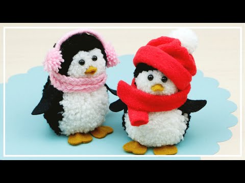 Видео: Как сделать Очень Симпатичных Пингвинов из Помпонов / Pom Pom Penguins Making / DIY NataliDoma