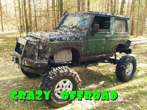 Видео: Suzuki samurai с мотором 2.5T.D, мосты Unimog,А образная подвеска,Аиршоки.