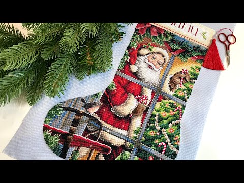 Видео: 197 Dimensions Candy Cane Santa Stoking готовый сапожок.