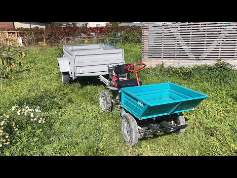 Видео: Шуштрактор - микро-мото-трактор из мотоблока с прицепом