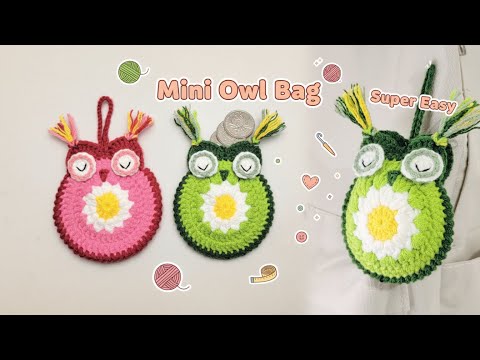 Видео: Вязаный мини-мешочек "Сова-хранитель" - Легкий узор для начинающих