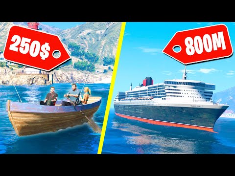 Видео: ЛОДКА ЗА 250$ или КРУИЗНЫЙ ЛАЙНЕР ЗА 800 МИЛЛИОНОВ? - GTA 5 СРАВНЕНИЕ ДЕШЁВОЕ и ДОРОГОЕ (МОДЫ ГТА 5)