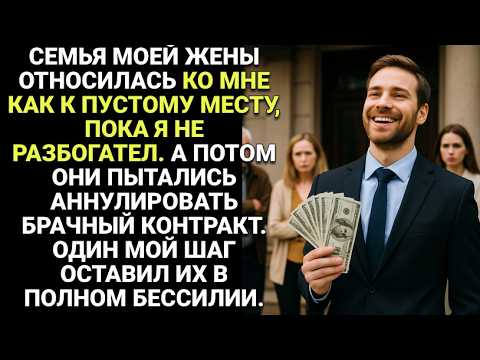 Видео: Семья жены ПРЕЗИРАЛА меня, пока не РАЗБОГАТЕЛ. Хотели УБРАТЬ брачный контракт — ПОЙМАЛ их на ОБМАНЕ