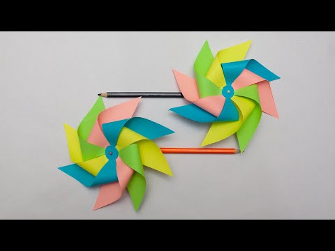 Видео: Как сделать ветряную Вертушку оригами из бумаги | Paper Windmill - How to make DIY Pinwheel