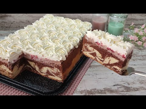 Видео: Вкуснее торта! Мраморный Шифоновый пирог с малиной! Тает во рту! Быстро и вкусно! Chocolate cake