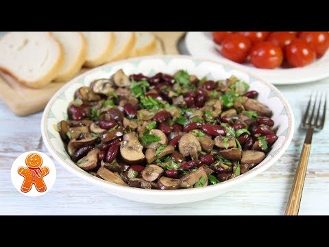 Видео: Постный Салат с Грибами и Фасолью. Сытный и Очень Вкусный