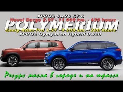 Видео: Polymerium XPro 2 0w20 - ресурс масла в городе и на трассе (Haval - 430 м.ч., Geely - 142 м.ч.)